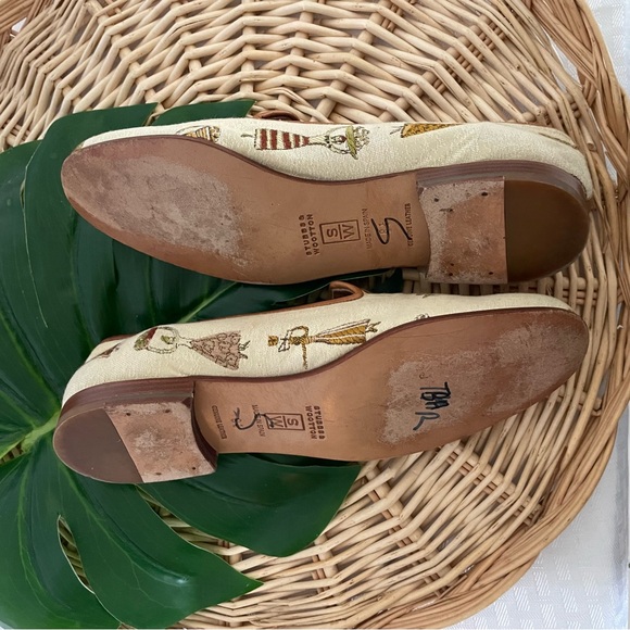 Stubbs & Wootton Palm Beach Linen and leather ladies with baskets loafers 8-1/2 - Picture 15 of 15